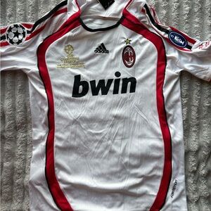 Adidas White and Red AC Milan Jersey